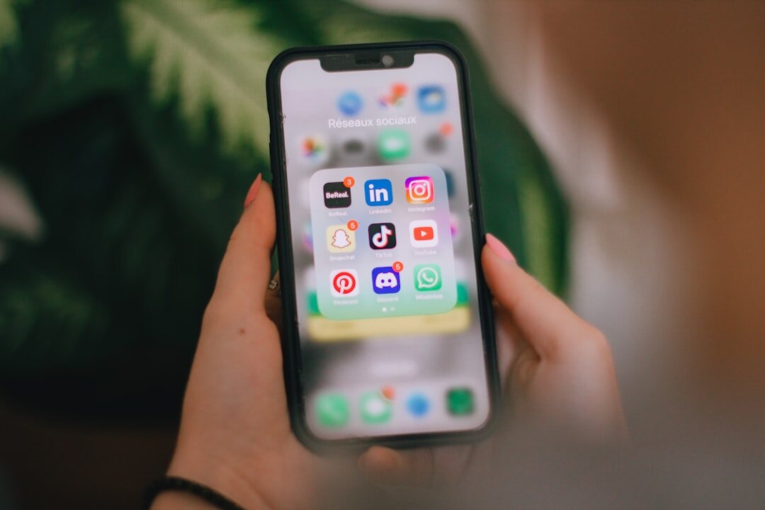 woman checking social media