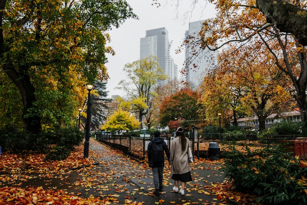 couple walking in park