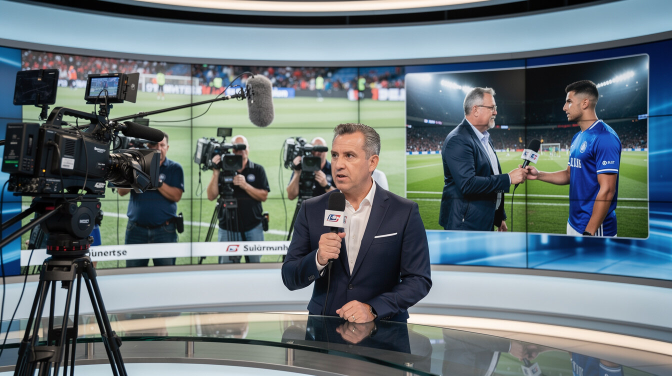 sports journalist reporting